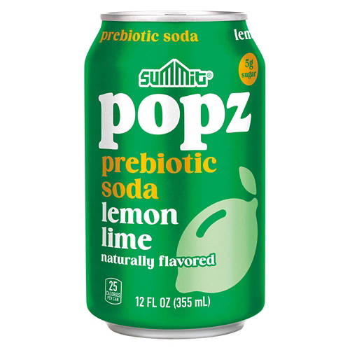 Summit Popz Lemon Lime Flavored Prebiotic Soda, 12 fl oz can